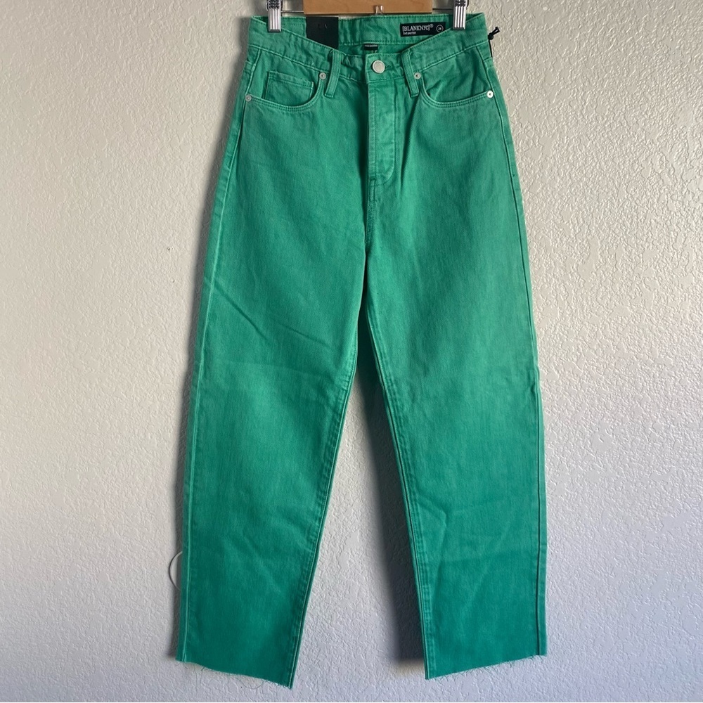Blank NYC the Baxter Green Straight Leg raw Hem jeans